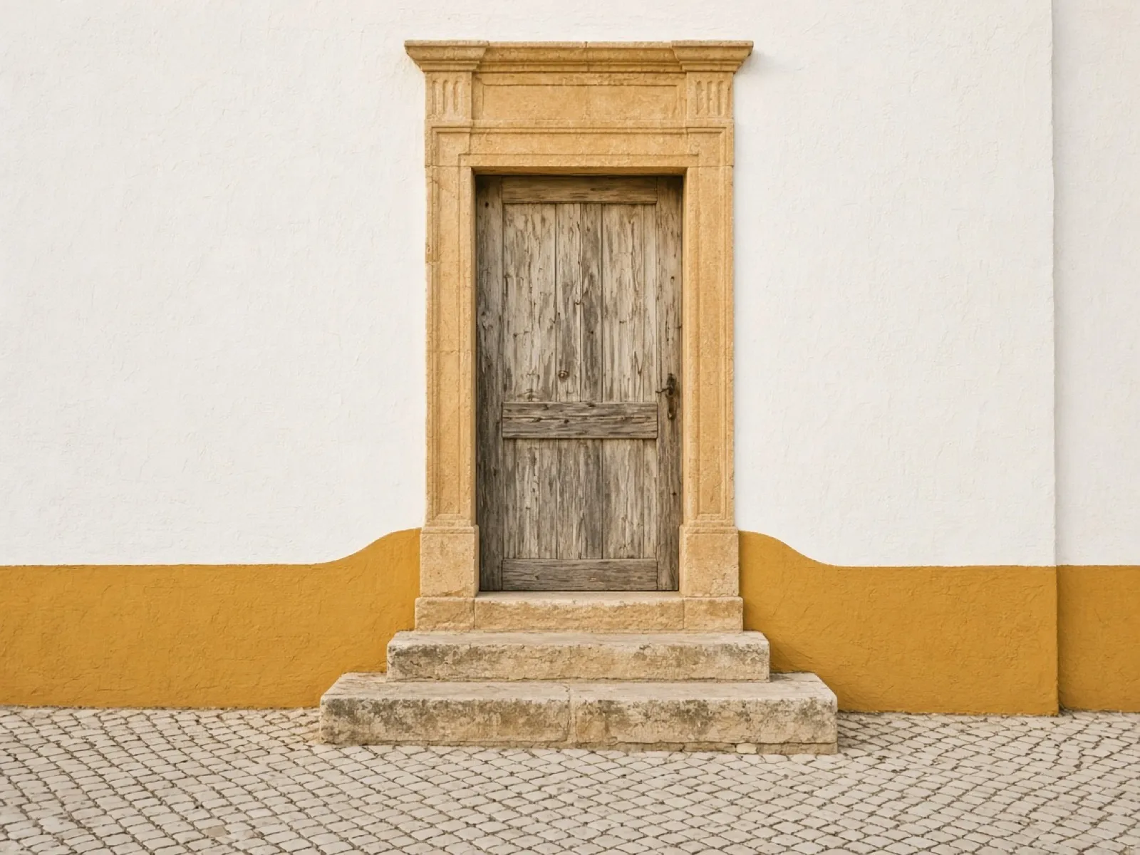 The carved stone doorway of a whitewashed Algarve townhouse